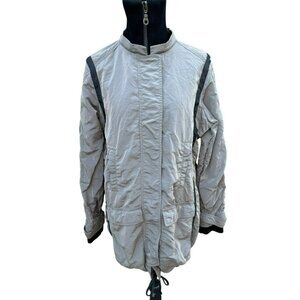 Seven 7 For All Mankind M Gray Quilted Nylon Jacket Plaid Lining Windbreaker